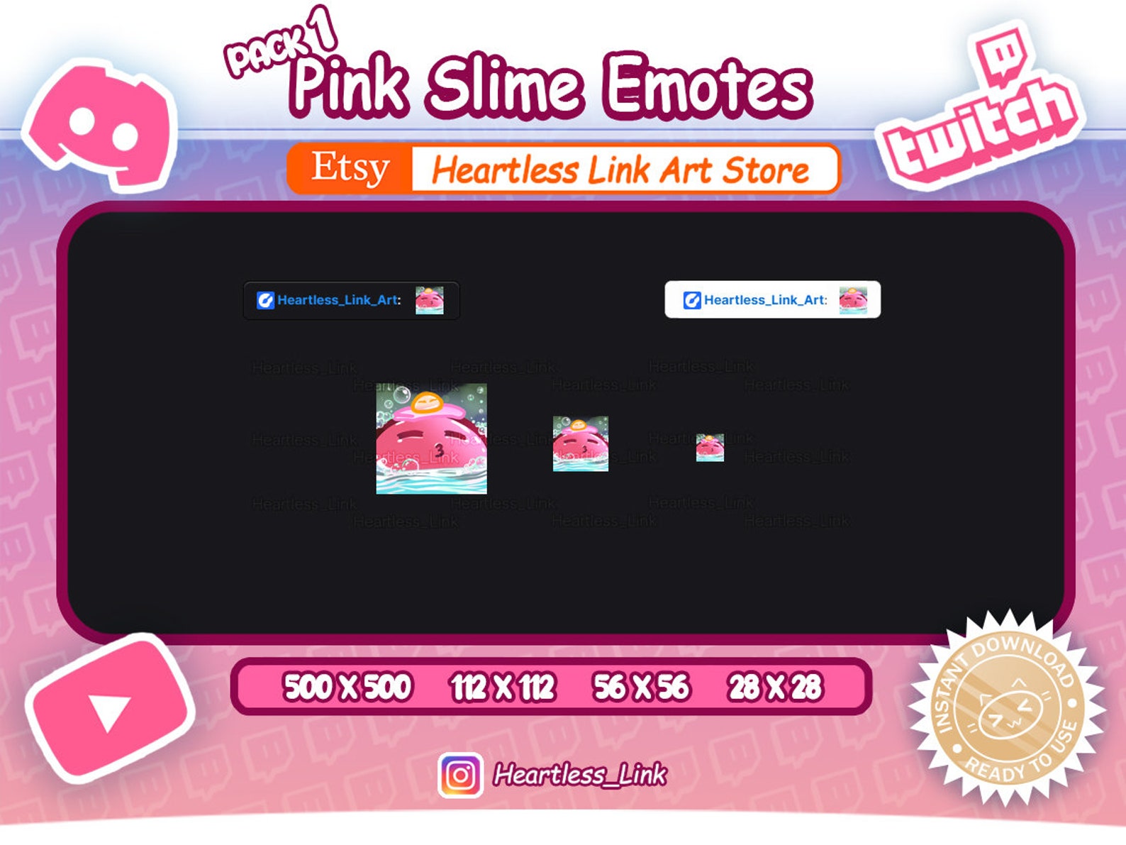Pink Slime Emotes Pack-1 // Twitch Emote // Streamers - Etsy
