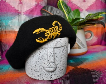 Scorpion | Embroidered Beret | Gothic | Punk|