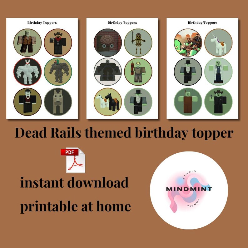 Train-Style Birthday Toppers | Printable Dead Rails Decorations for ...