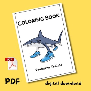 Brainrot coloring book, trend, Tralalero tralala, tung sahur, tik tok