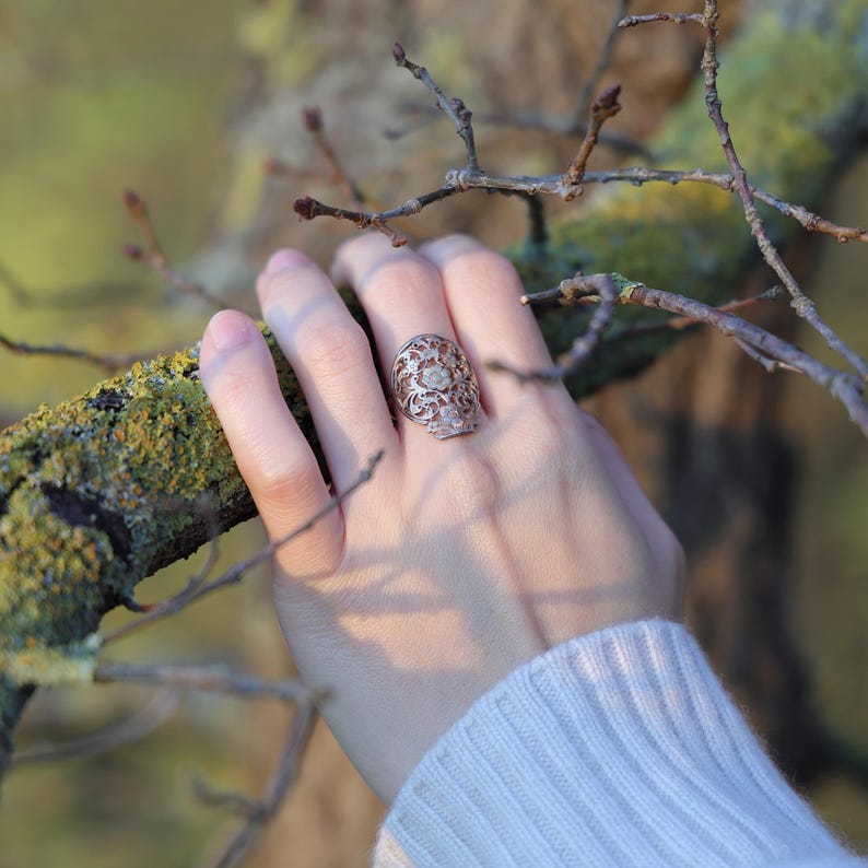 Gold ring remodeled from the balance bridge of an 18th century verge fusee pocket watch, LGZA Antique Jewelry