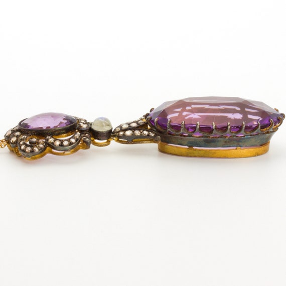 Magnificent amethyst pendant with diamonds and mo… - image 7