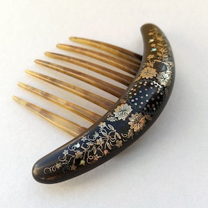 Antique horn piqué hair comb, c. 1860