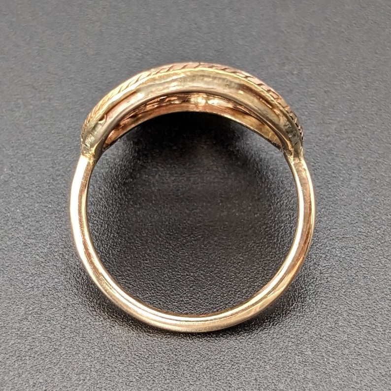 Gold ring remodeled from the balance bridge of an 18th century verge fusee pocket watch, LGZA Antique Jewelry