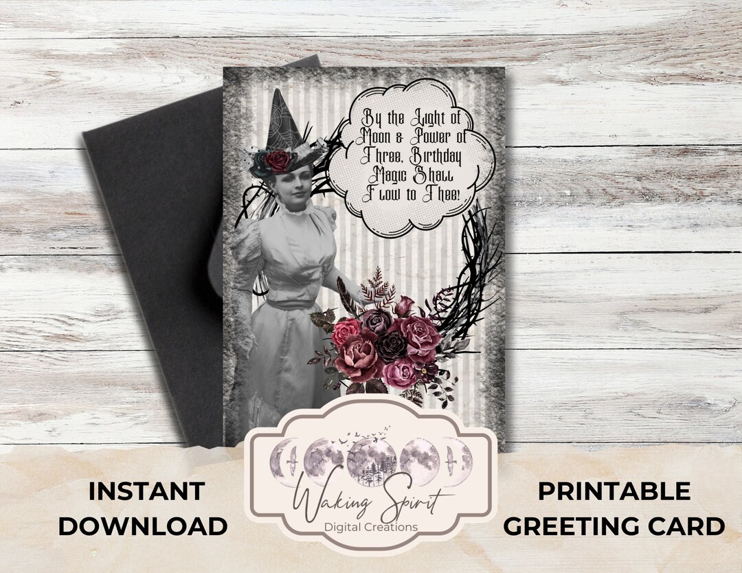 Witch Birthday Card by the Light of the Moon & Power of Three, Birthday