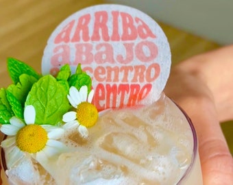 50 Edible Cocktail Toppers – Arriba Abajo, Bad Bunny Party Decor