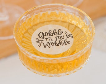 Gobble Til You Wobble Thanksgiving Humor Decor Edible Cocktail Toppers-50 Count Thanksgiving Cocktail Garnishes