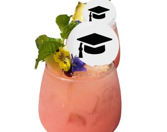 50 Graduation Edible Cocktail Toppers – Personalized Party Decorations