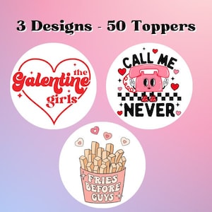 Girls' Night Out Galentine's 3 Pack Edible Cocktail Toppers- Galentine's Variety Pack 50 Count Valentine's Day Cocktail Garnishes