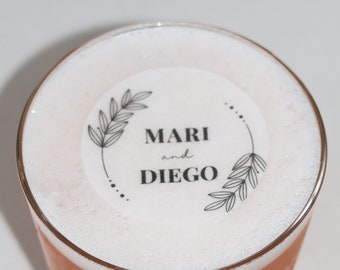 50 Edible Wedding Cocktail Toppers – Personalized Greenery Wreath