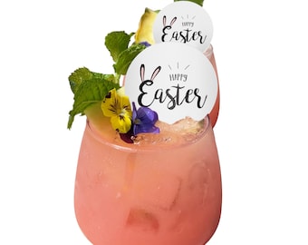 50 Edible Easter Cocktail Toppers - 2 Inch Wafer Paper Garnishes