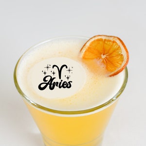 Aries Birthday - 50 Edible Cocktail Toppers - Zodiac Sign - 2 inch Cocktail Accessories and Bar Supplies - Decor Kit Gifts For Beverages