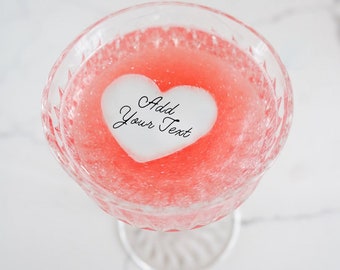 50 Heart Shaped Customizable Valentine&#39;s Edible Cocktail Toppers- 50 Count Add your own Text Customizable Heart-Shaped Cocktail Garnishes