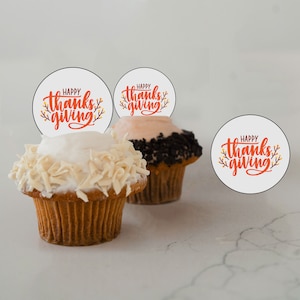 50 Edible Toppers - Thanksgiving Cupcake Garnishes - Cupcake Baking decorations | personalized Cupcake Kitchen Garnish decorations