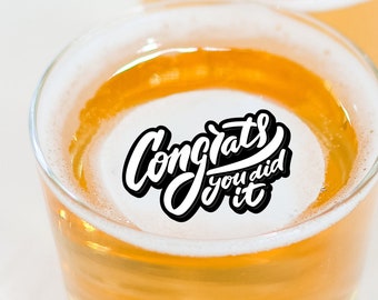 50 Graduation Edible Cocktail Toppers - Congrats, You Did It!