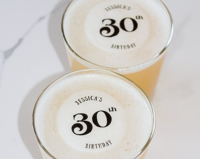 50 Customizable Birthday Edible Cocktail Toppers - 2 Inch Wafer Paper