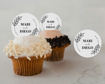 50 Edible Toppers - Custom Cupcake Garnishes - Wedding Decor for Cupcake Baking decorations | personalized Cupcake Garnish decorations