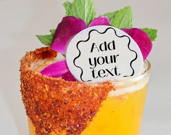 50 Edible Scallop Cocktail Toppers, Personalized Wedding Name Cards