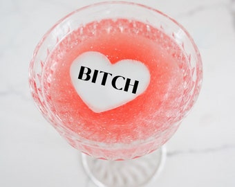 Funny Heart Cocktail Toppers – Edible Bitch Garnish, Vegan (50 Count)