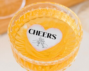 Cheers Heart Edible Cocktail Toppers – Wafer Paper Garnish (50 Count)