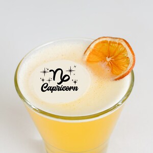 Capricorn Birthday - 50 Edible Cocktail Toppers - Zodiac Sign - 2 inch Cocktail Accessories and Bar Supplies - Decor Kit Gifts For Beverages