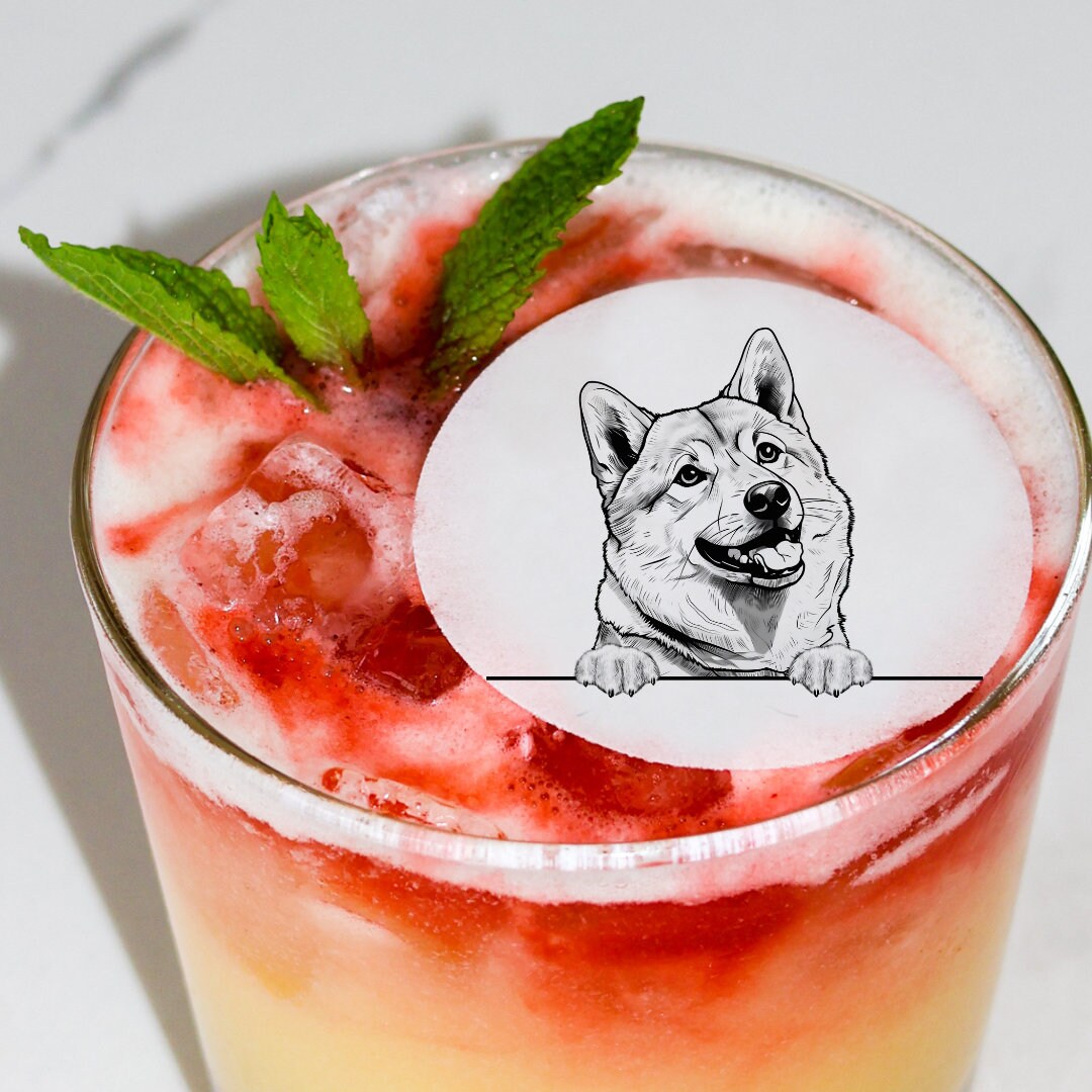 50 Edible Cocktail Toppers Shiba Dog Wedding Beverage Etsy
