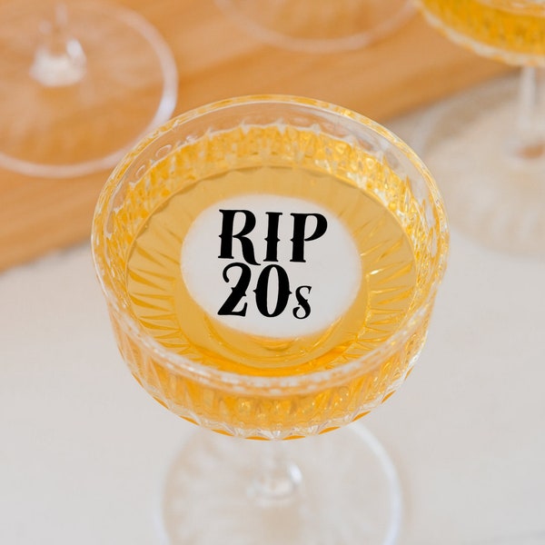 50 Edible Cocktail Toppers - 21st birthday - RIP 20's  Accessories and Bar Supplies - Gifts For Beverages