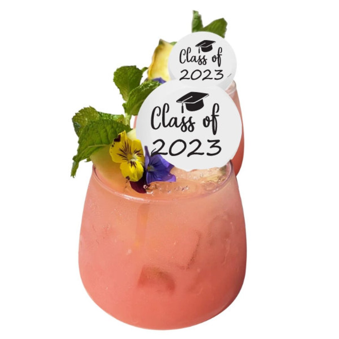 50 Edible Toppers Graduation Cocktail Garnishes Cocktail Decorations