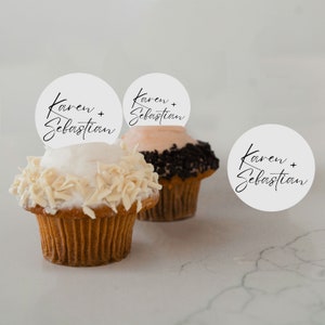 50 Edible Toppers - Personalized Script Birthday Celebration Cupcake Garnishes -  Cupcake Baking decor |  Elegant Garnish for Cupcake Stands