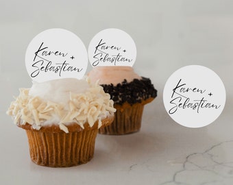 50 Edible Toppers - Personalized Script Birthday Celebration Cupcake Garnishes -  Cupcake Baking decor |  Elegant Garnish for Cupcake Stands