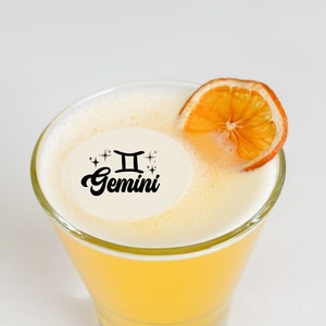 Gemini Birthday - 50 Edible Cocktail Toppers - Zodiac Sign - 2 inch Cocktail Accessories and Bar Supplies - Decor Kit Gifts For Beverages
