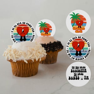 Bad Bunny Cupcake Decorations Edible Birthday Decorations -  Conejo Malo - Un Verano Sin Ti -  Cupcakes set of 50 edible toppers