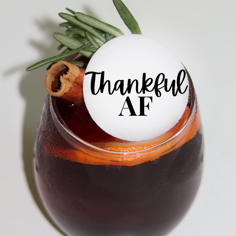 Thankful AF Thanksgiving Millennial Edible Cocktail Toppers- 50 Count Funny Thanskgiving Holiday Cocktail Garnishes