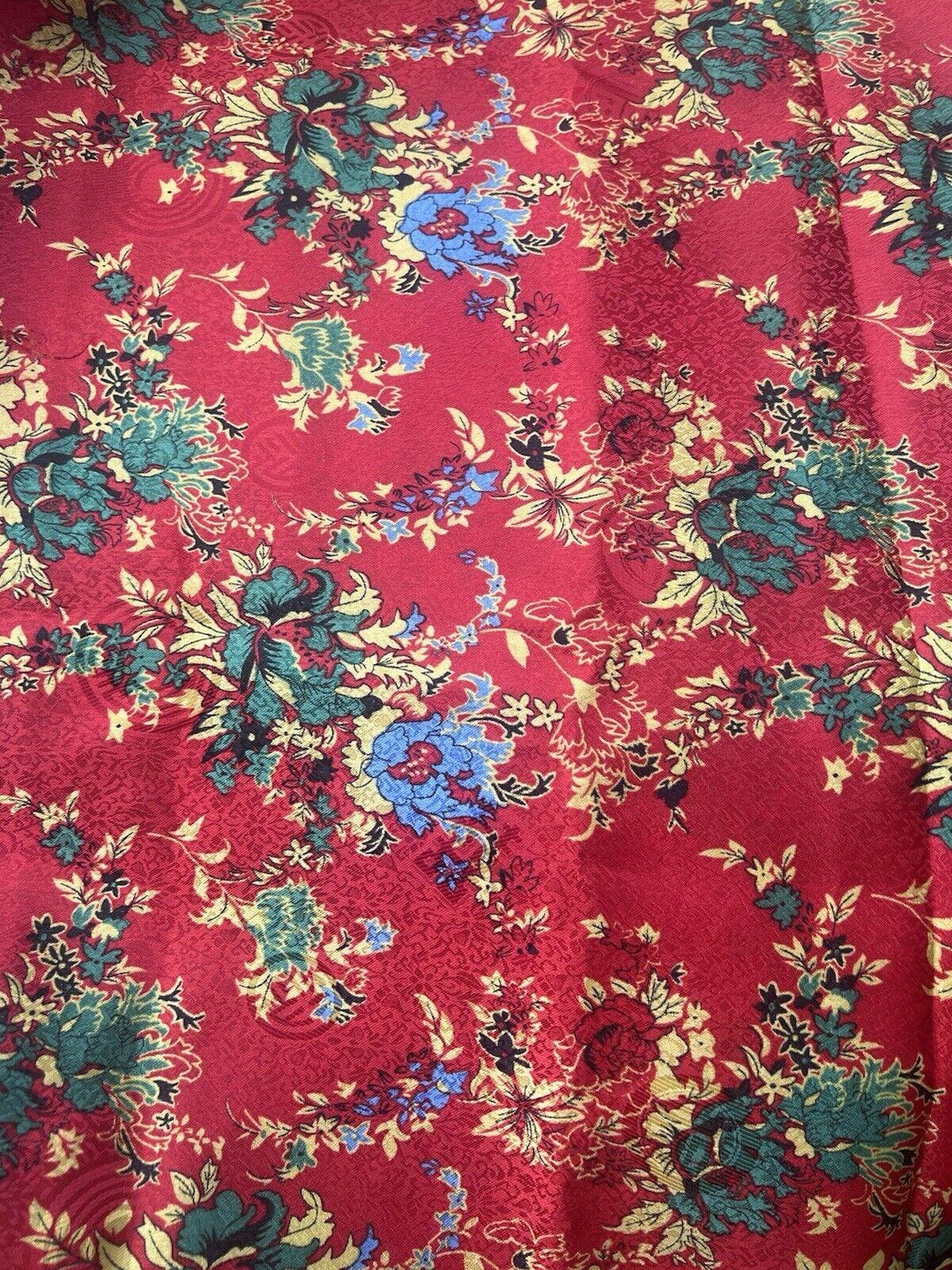 Merlot Red Silk Brocade Fabric