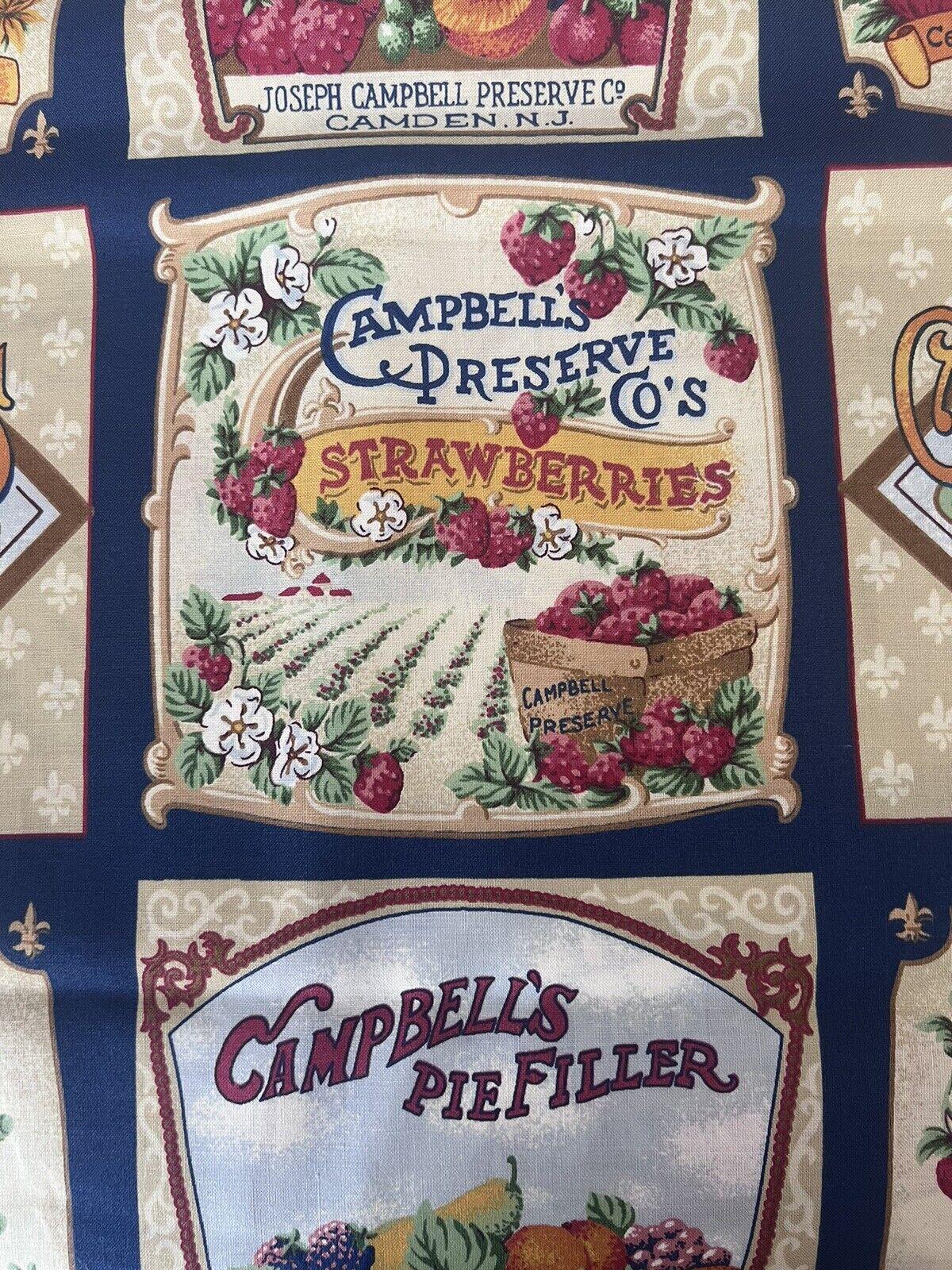 Vintage Fabric Campbell's Soup Labels 2001 Novelty Fabric Concord