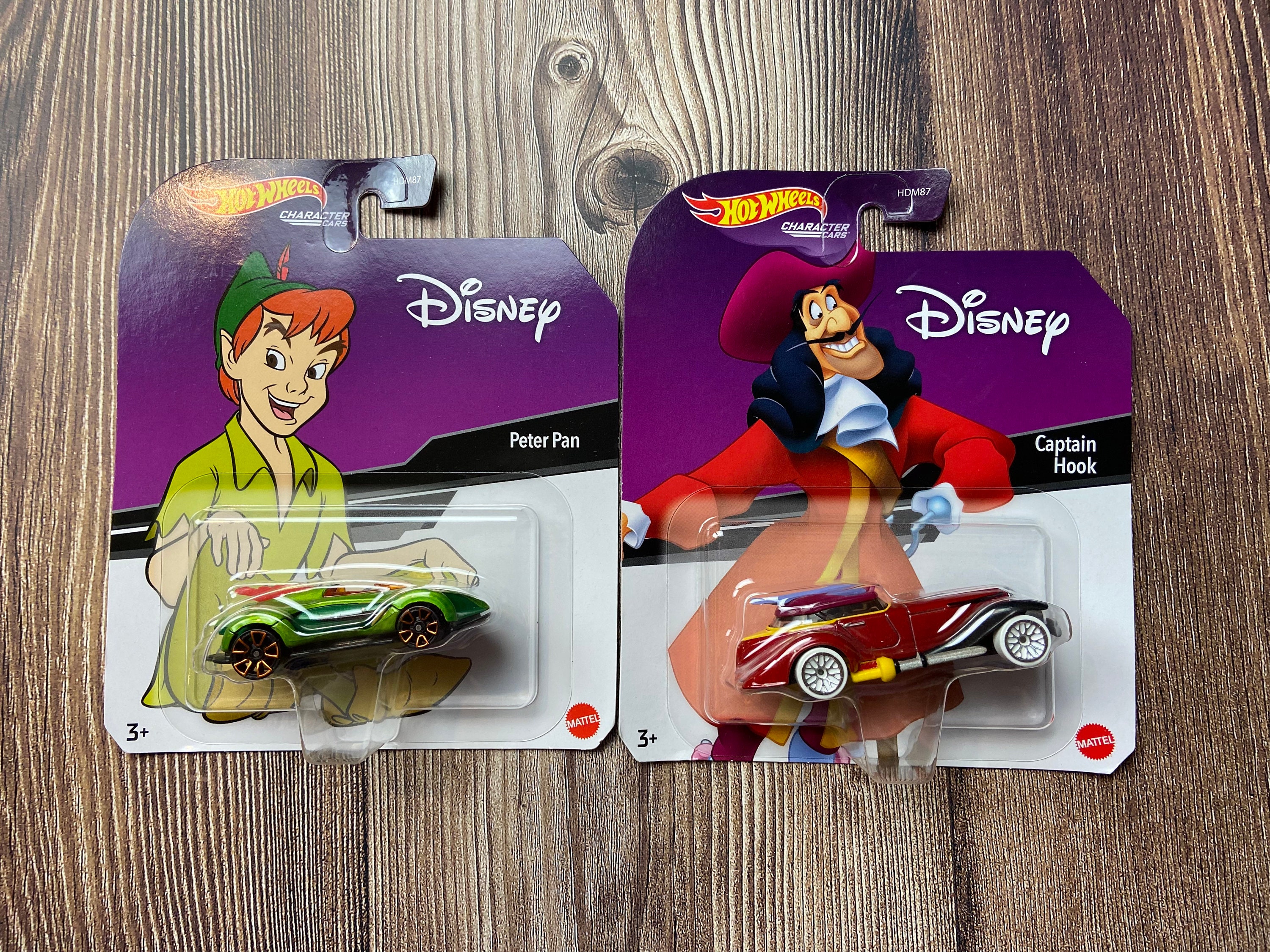 Hot Wheels NIB Peter Pan and Captain Hook Hot Wheels Disney Hot Wheels Mattel Cars Peter Pan Captain Hook Character Cars Present
