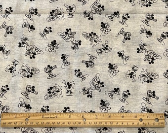 Mickey Fabric, Mickey Body Fabric, Mickey MUSIC Fabric, Gray Background, Fat Quarter Fabric, Fat Quarters, Cotton.