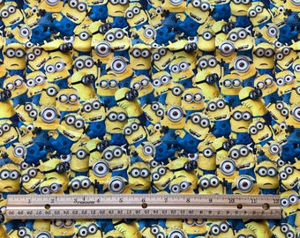 Minions Fabric, Bob The Minion Fabric, 100% cotton, Quilting Cotton, Yard 36" x 44", Fat Quarter 18" X 22", Remnant 36" x 10"