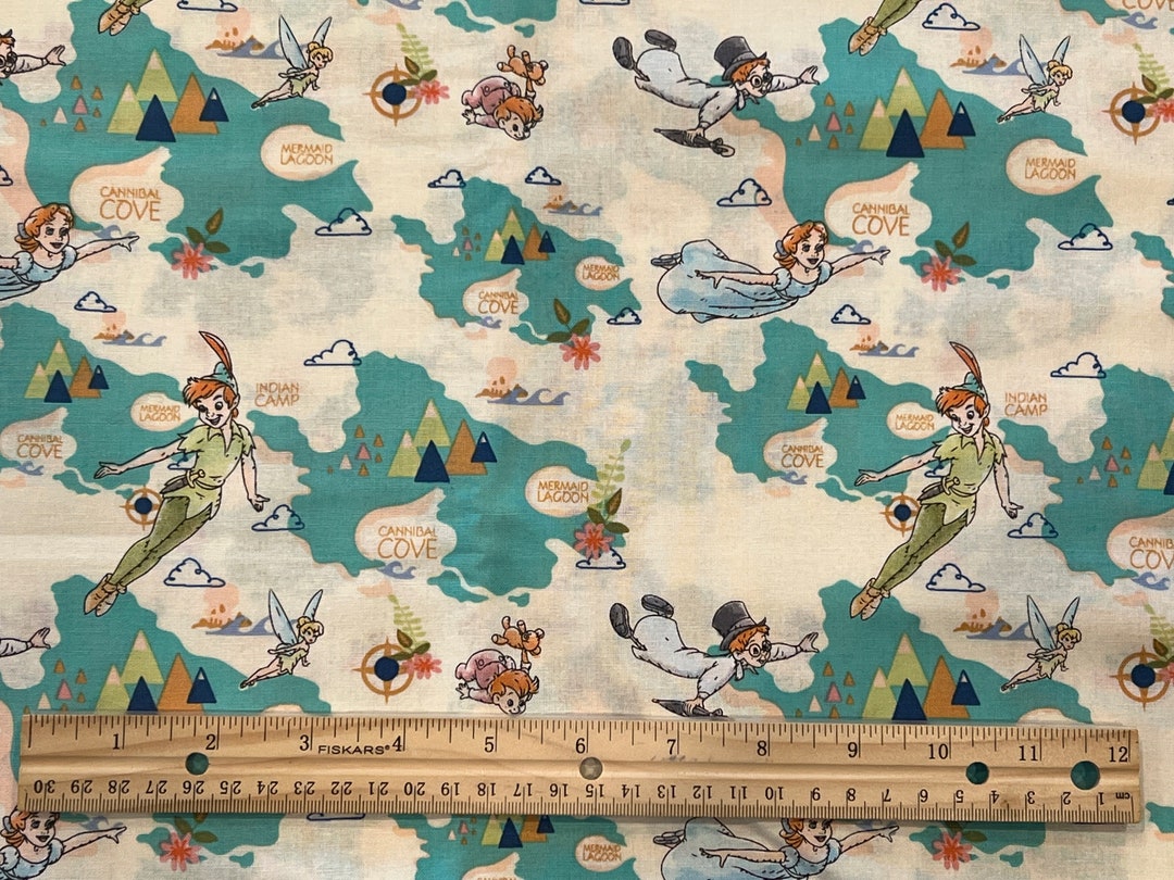 Peter Pan Fabric, Peter Pan MAP Fabric, Tinkerbell Fabric, Fat Quarter