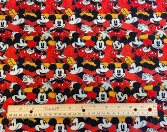 Mickey Fabric, Disney Fabric, All Red Mickeys, Quilting Cotton, Mickey Mouse Fabric, Fat Quarters 18 x 22, Yard 36 x 44, Remnants 36 x 10