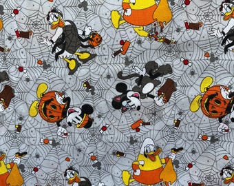 Disney Halloween Fabric, Donald Duck, Daisy,Minnie Halloween Fabric, Mickey Pumpkin Fabric, 100% Cotton, Yard 36"x44",  Fat Quarters 18"x22"