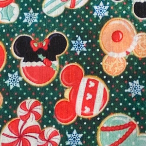 Disney Fabric, Disney Christmas Fabric, Gingerbread Fabric, 100% cotton, Mickey Mouse Fabric, Sold in Remnants, Fat Quarter, Yard image 2