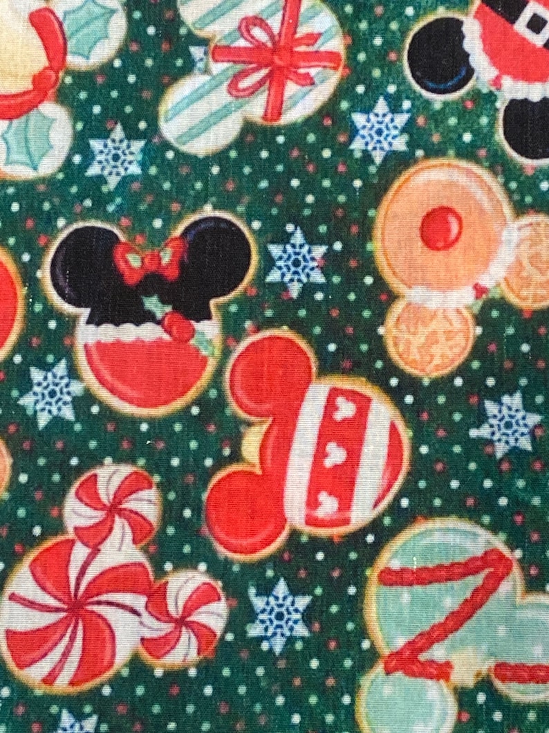 Disney Fabric, Disney Christmas Fabric, Gingerbread Fabric, 100% cotton, Mickey Mouse Fabric, Sold in Remnants, Fat Quarter, Yard image 2