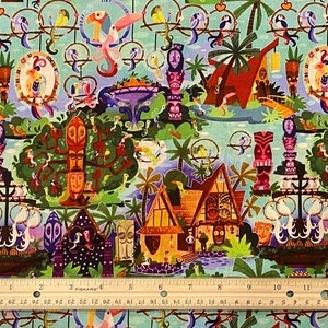 Tiki Room fabric, Tiki Room Fabric, Disney Fabric, Cotton, Sold by Fat Quarter 18L X 22W