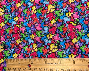 Disney Fabric, Mickey Colorful Heads, Mickey Fabric, Fat Quarter Fabric, Cotton, Yard 36" x 44", Fat Quarters 18" x 22", Remnant 36" x 10"