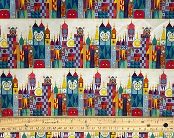Disney Fabric, Its a Small World Fabric, 100% cotton, Yard 36" x 44", Fat Quarter 18" x 22", Remnant 36" x 10"