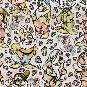 Snow White Fabric, Seven Dwarfs Fabric, Fat Quarter Fabric, 100% cotton, Quilting Cotton, Fat Quarters