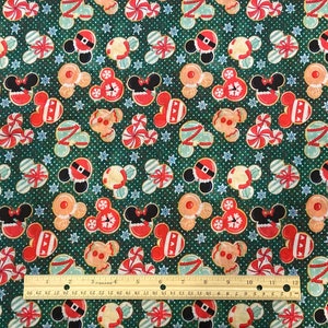 Disney Fabric, Disney Christmas Fabric, Gingerbread Fabric,  100% cotton, Mickey Mouse Fabric, Sold in Remnants, Fat Quarter, Yard