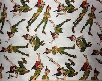 Peter Pan Fabric, Fat Quarter Fabric, 100% Cotton, Fat Quarters 18" x 22", Remnant 36L x 10W, Yard 36" x 44"