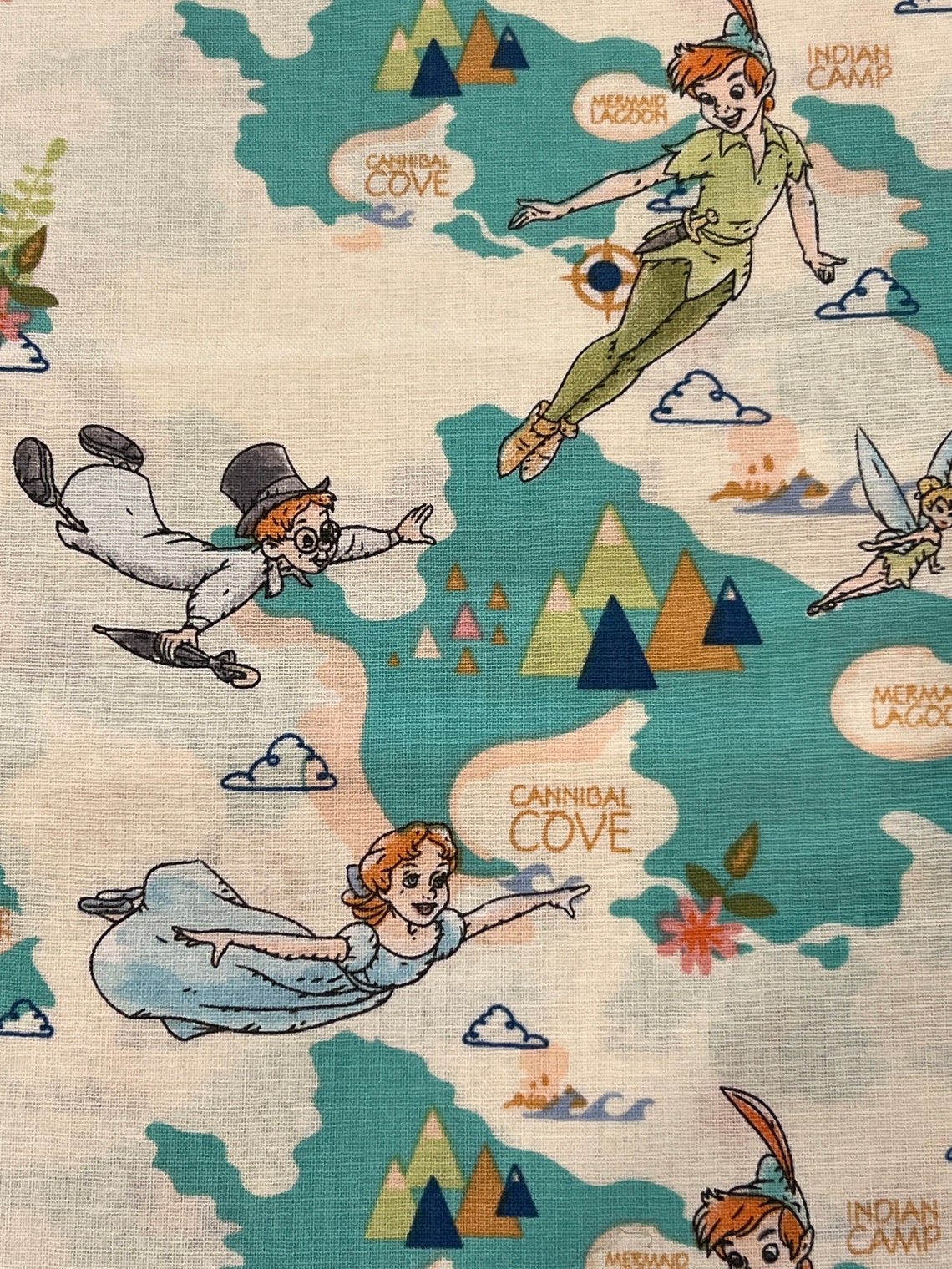 Peter Pan Fabric Peter Pan MAP Fabric Tinkerbell Fabric Fat Etsy